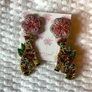 Beaded leopard earrings
